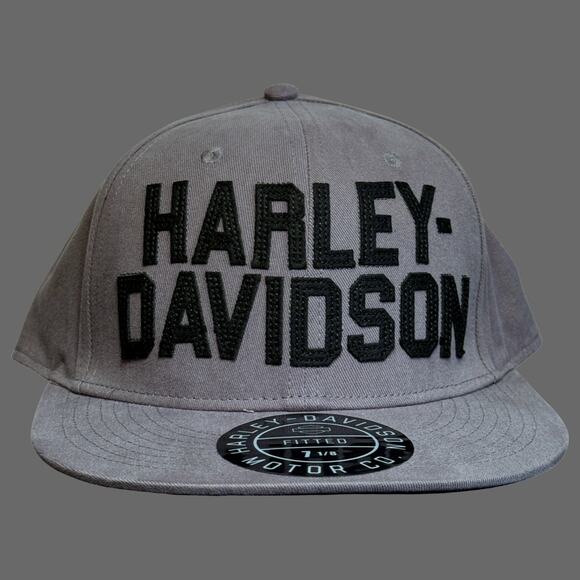 Harley-Davidson Fitted Block Cap Gray/Black Size 7 1/8 Small NWT - Picture 2 of 9